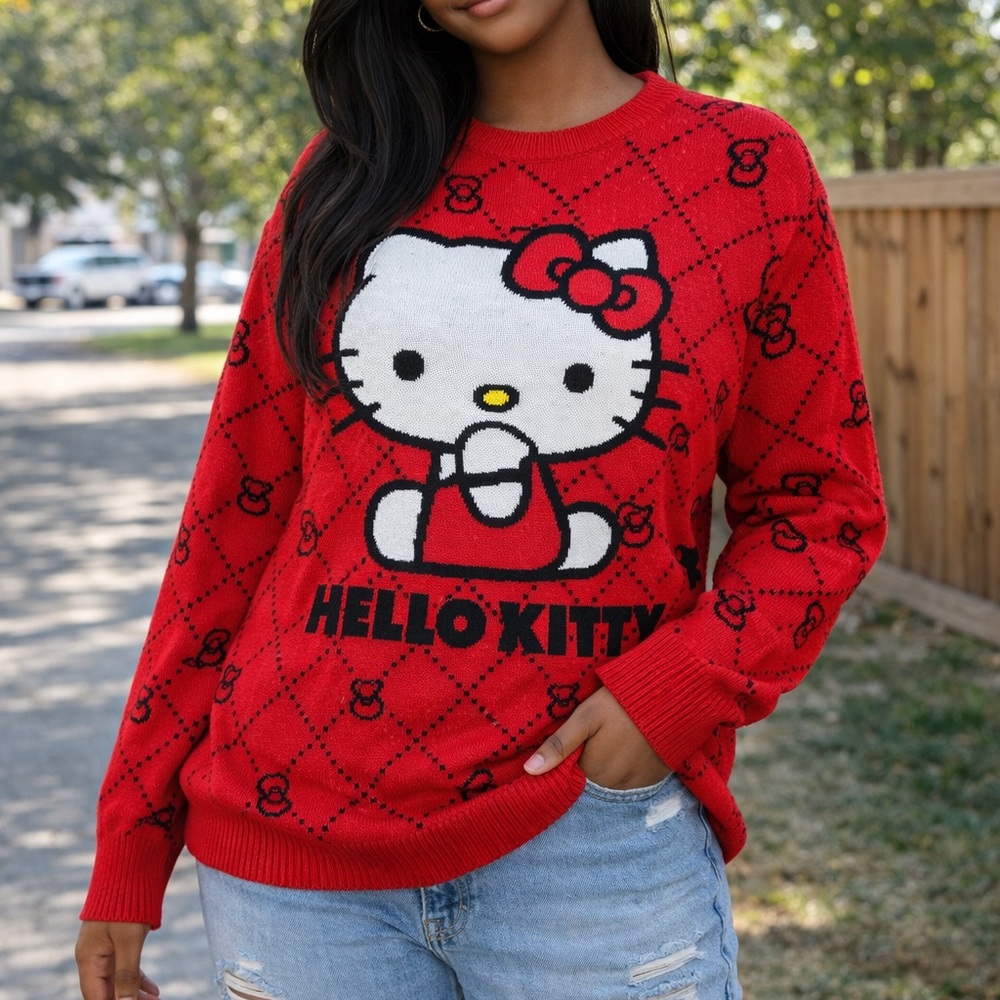Hello Kitty Red and White Sweater